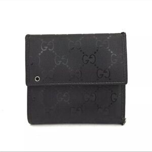 Gucci Black Signature Canvas Bifold Wallet